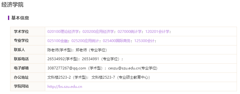 深圳大學(xué)經(jīng)濟(jì)學(xué)院2021碩士研究生招生專(zhuān)業(yè)目錄