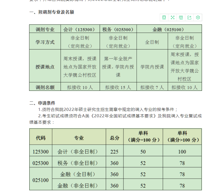 2022考研調劑：2022年北京國家會計學院稅務、金融調劑信息